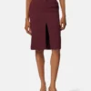 Stretch Gabardine Pencil Midi Skirt