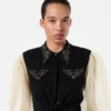 Studded Georgette Crop Shirt