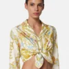 Underwater Barocco Knotted Crop Silk Shirt
