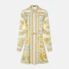 Underwater Barocco Silk Mini Shirt Dress