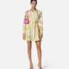 Underwater Barocco Silk Mini Shirt Dress