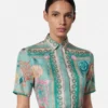 Underwater Barocco Silk Mini Shirt Dress
