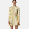 Underwater Barocco Silk Mini Shirt Dress