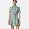 Underwater Barocco Silk Mini Shirt Dress