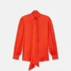V Allover Jacquard Silk Lavalli&egrave;re Shirt