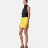 V Allover Jacquard Silk Lavalli&egrave;re Top