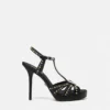 V Embellished Leather Sandals 120 mm