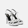 V Embellished Leather Sandals 120 mm