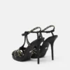 V Embellished Leather Sandals 120 mm