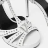 V Embellished Leather Sandals 120 mm