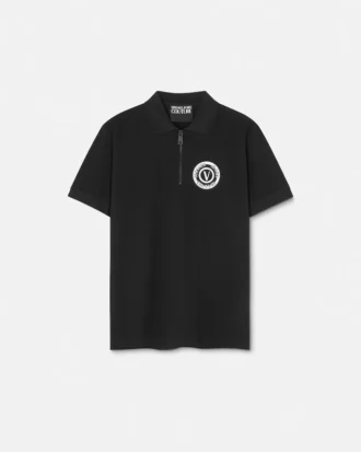 V-Emblem Zip Polo Shirt