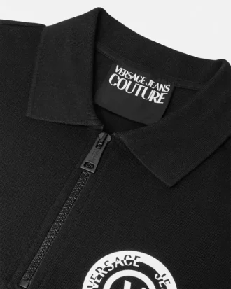 V-Emblem Zip Polo Shirt