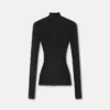 Wool Ribbed Knit Turtleneck Top